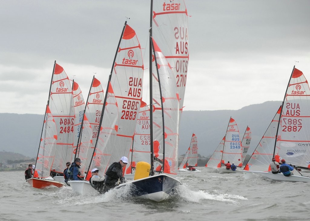 Nic and Rob Douglass lead on day two - fifth overall and first NSW/ACT boat - 35th NSW Tasar State Championships © Michael Remaili Action Sport Photos